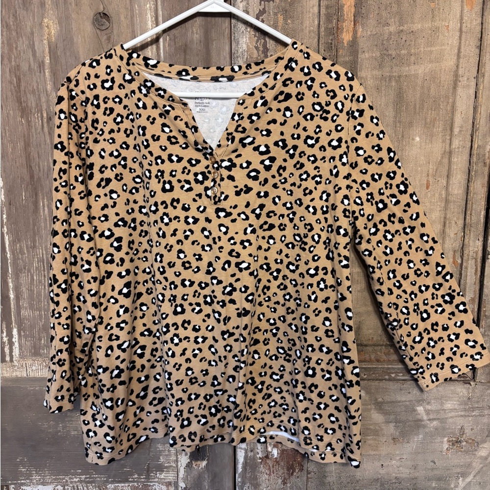 Cheetah print Women’s Top business casual shirt XXL